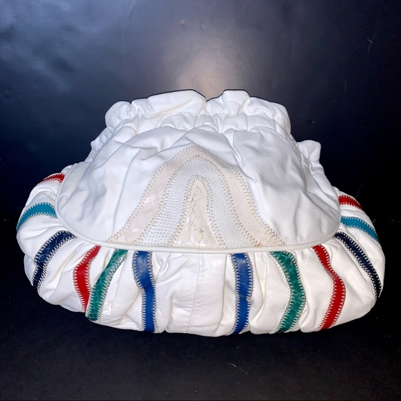 v i n t a g e :: Unique Large Leather Patchwork Crossbody Purse Clutch - Picture 7 of 12